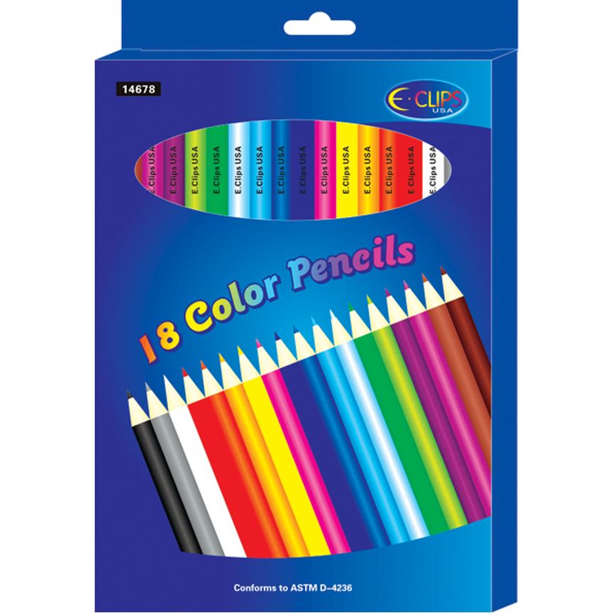 48 Wholesale Coloring Pencils, 18 Count - Boxed