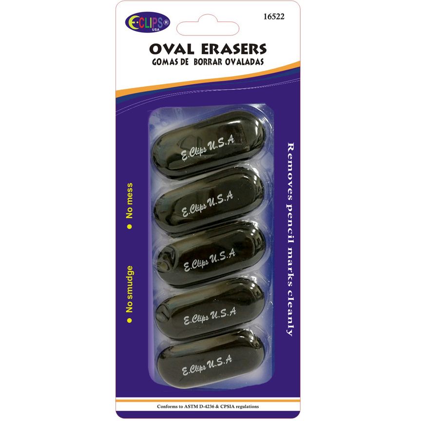48 Packs Oval Shaped Erasers 5 Count Black Erasers at