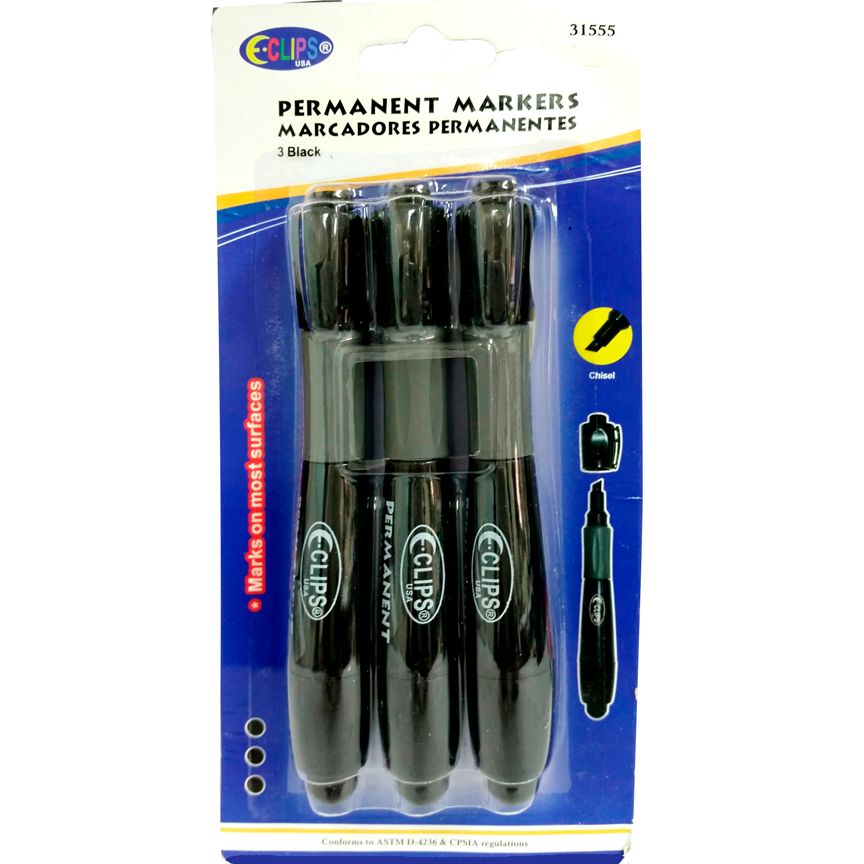 48 Pieces of Permanent Markers With Comfort Grip - Black