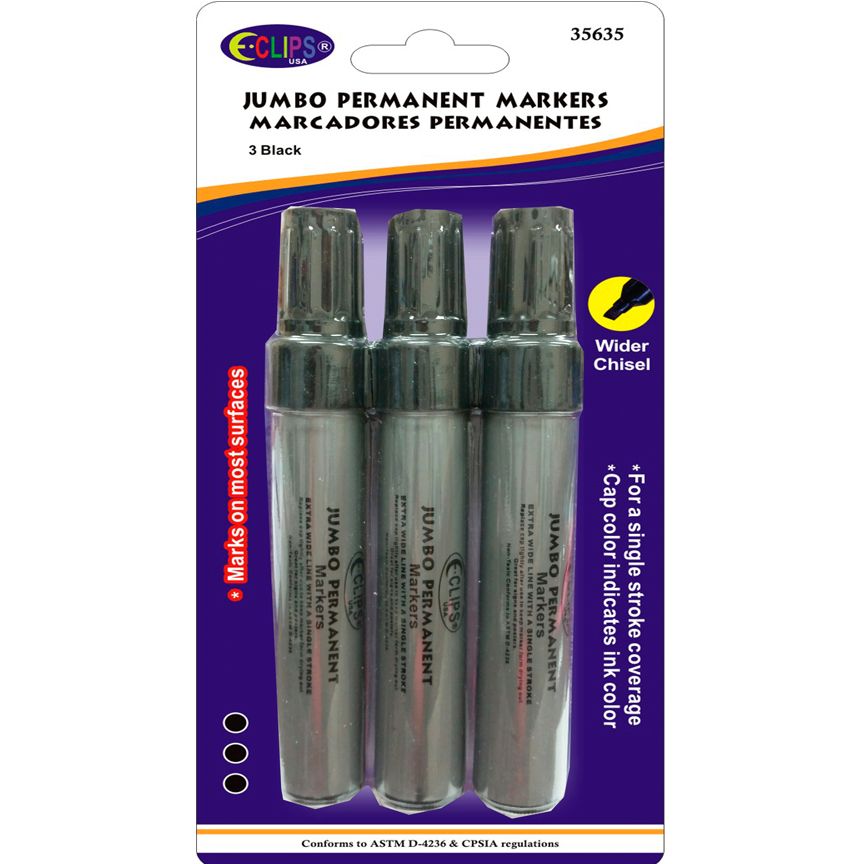 24 Pieces of Jumbo Permanent Markers - Black