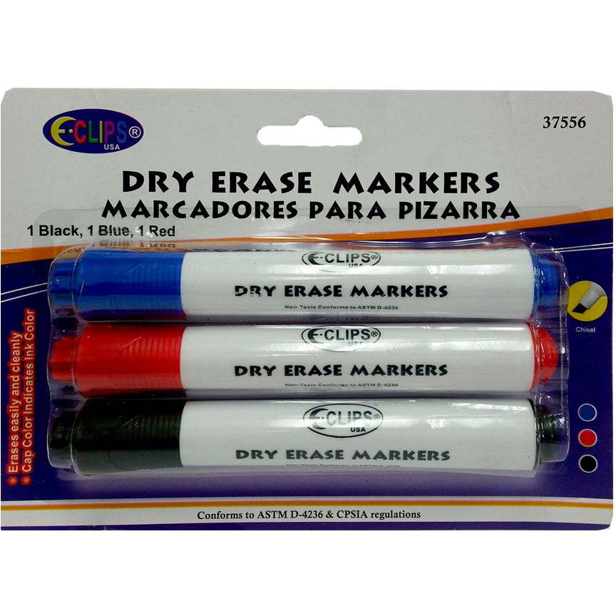 24 Pieces of White Board Markers Black/blue/red - 3 Pack