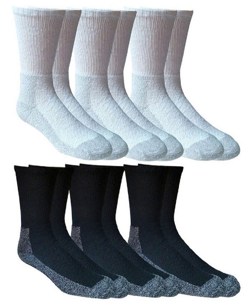 12 Pairs Mens Steel Toe Cotton Heavy Duty Work Socks Mens Crew Socks