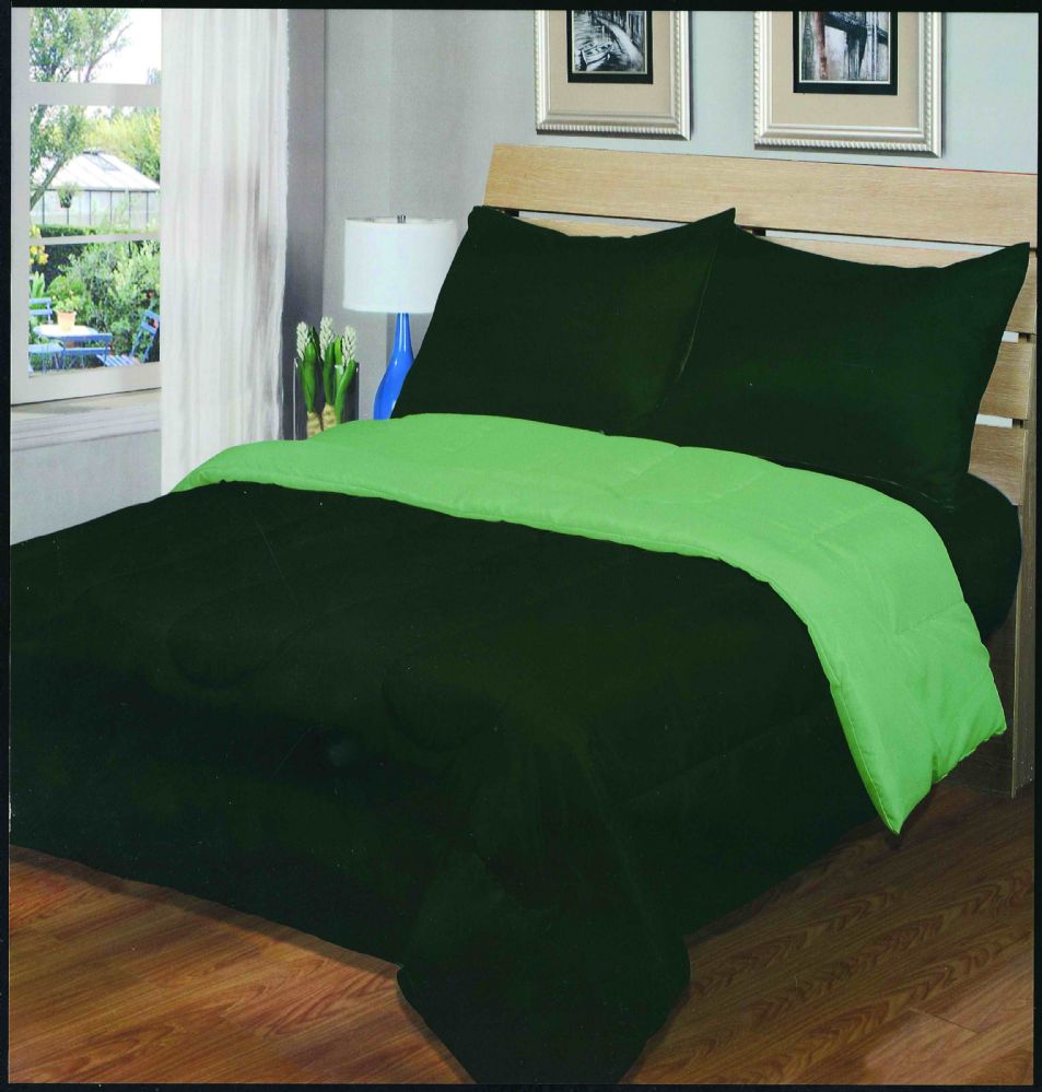 6 Pieces of Luxury Reversible Comforter Blanket Full Size 86 X 86 Hunter Green / Sage