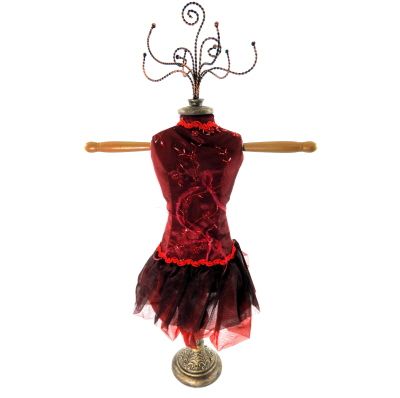 4 Pieces of Maroon Ornate Jewelry Display Doll