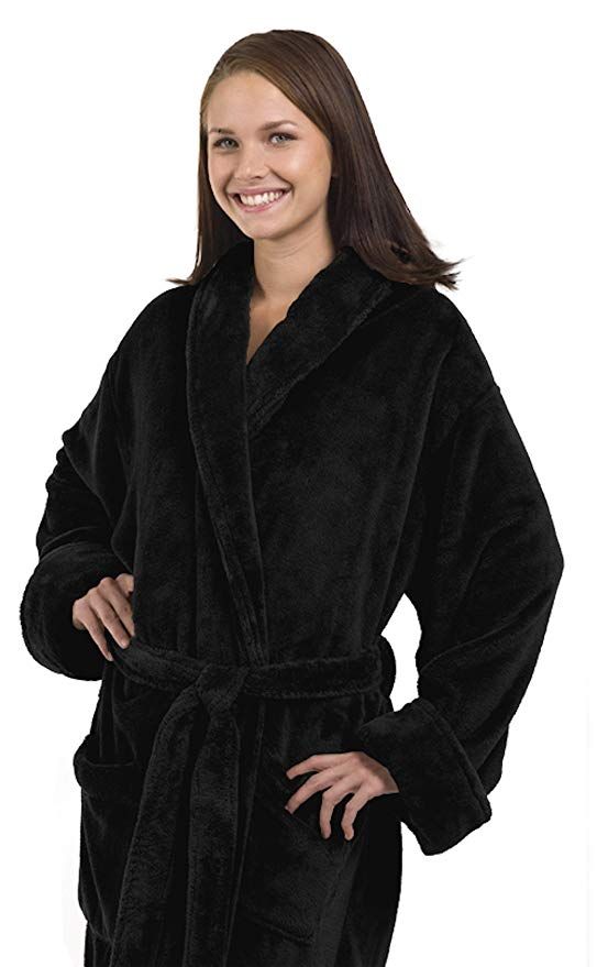 4 Pieces of Tahoe Fleece Shawl Collar Robe In Black