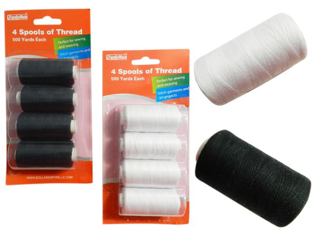 96 Pieces of 4 Pc Sewing Thread In Black & White