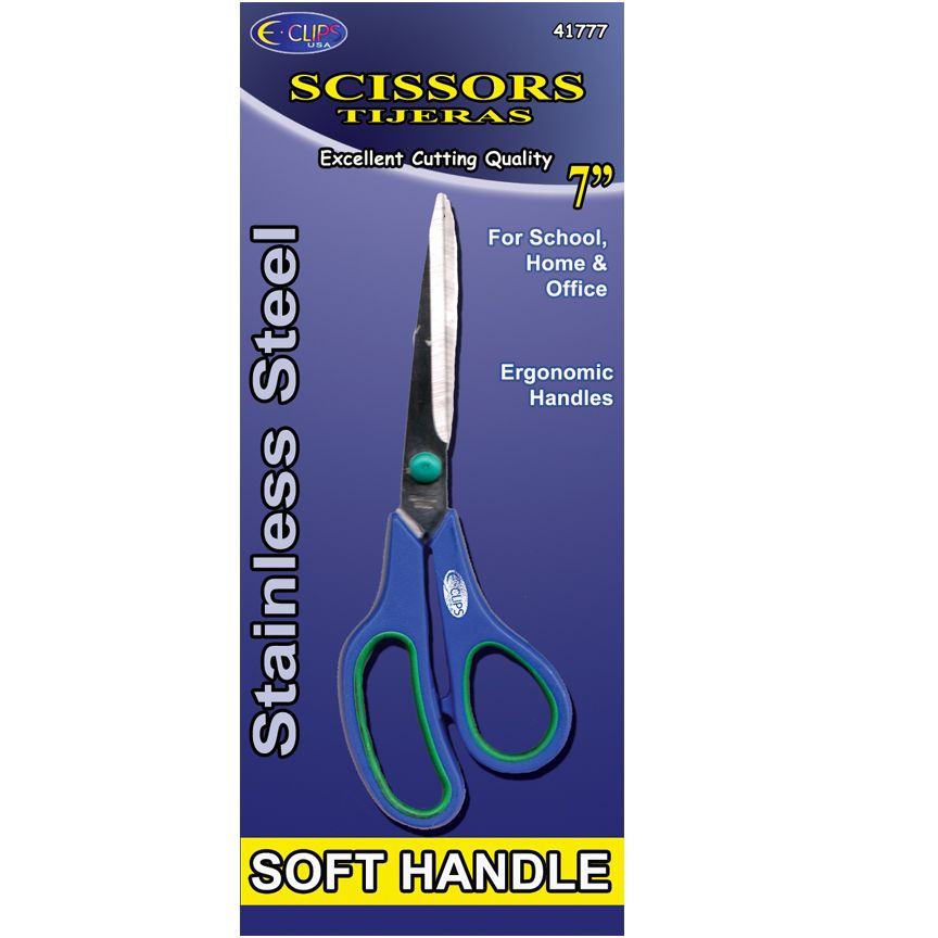 48 Wholesale Professional Home & Office Scissors, Soft Handles, 7"