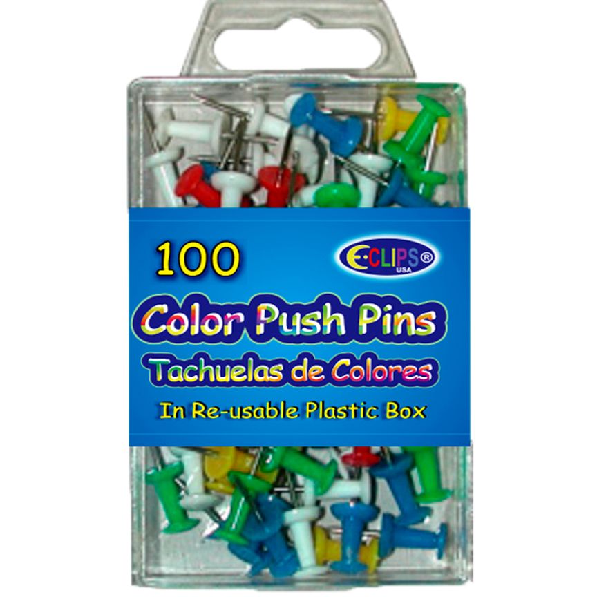 48 Pieces of Push pins, asst colors, 100 ct., reusable box