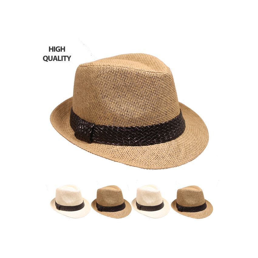 24 Wholesale High Quality Classic Paper Braid Straw Fedora Hat Set at