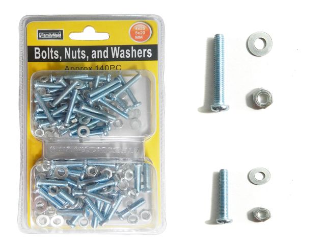 96 Pieces of Nuts, Bolts, & Washers Set
