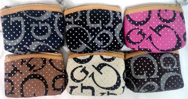 12 Wholesale Coin Purse W/ Zipper G Style With White Spot
