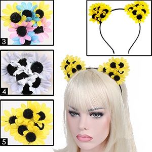 288 Pieces Silk Flower Cat Ears Headbands. - Costumes & Accessories