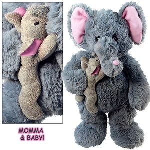 16 Wholesale Plush Elephant W/baby.