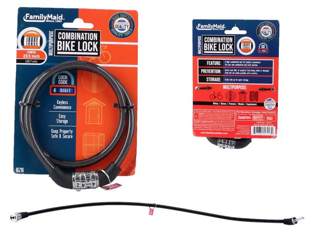 72 Wholesale 23.5" Combination Bicycle Lock