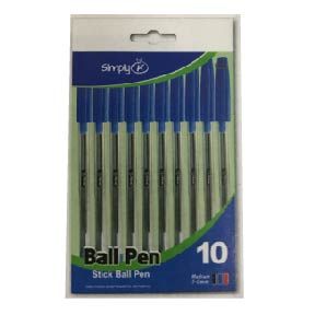 72 Wholesale 10 Count Ball Pen Blue