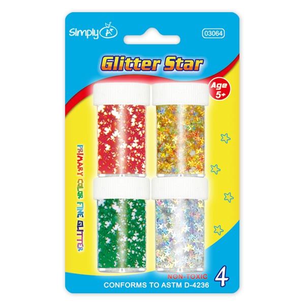 96 Pieces of 4 Piece Glitter Star