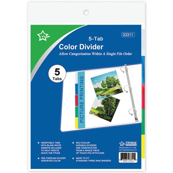 96 Pieces of Three Ring Binder Dividers With Five Tabs