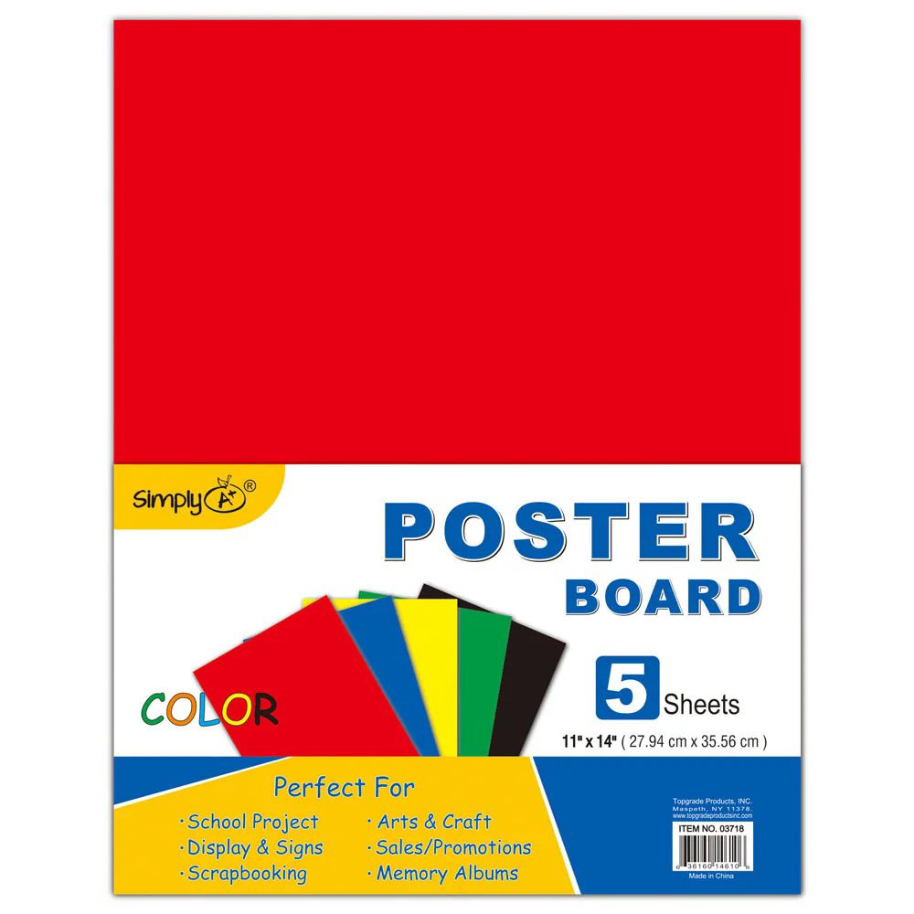 48 Pieces of multi color poster board 5ct/11x14"