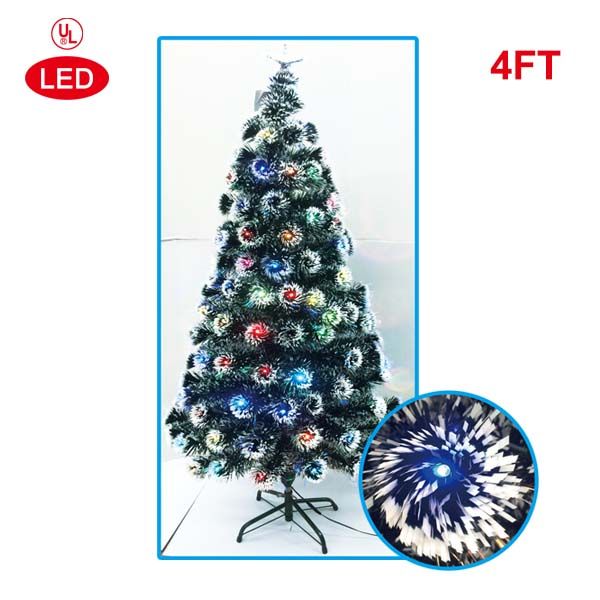 4 Pieces of 4 Foot Optical Fiber Tree PrE-Lit Led ul