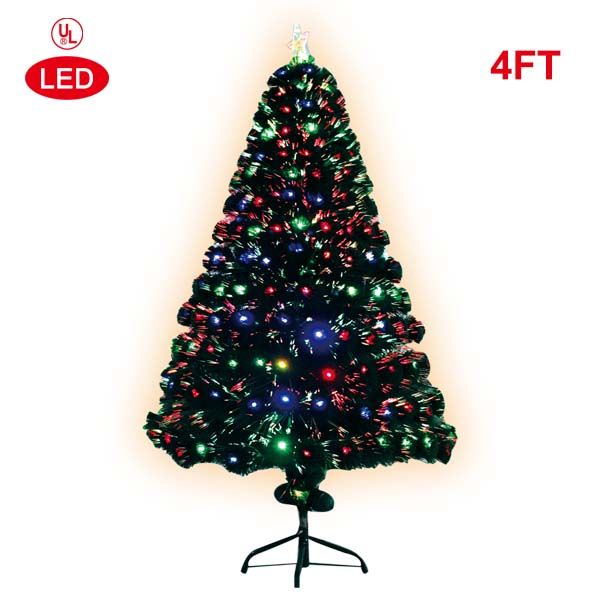 2 Pieces of 4 Foot Optical Fiber Tree PrE-Lit Led ul