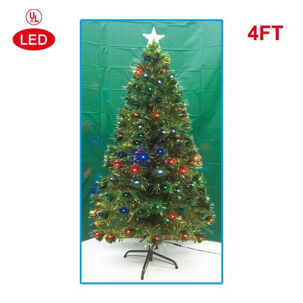 2 Pieces of 4 Foot Optical Fiber Tree PrE-Lit Led ul
