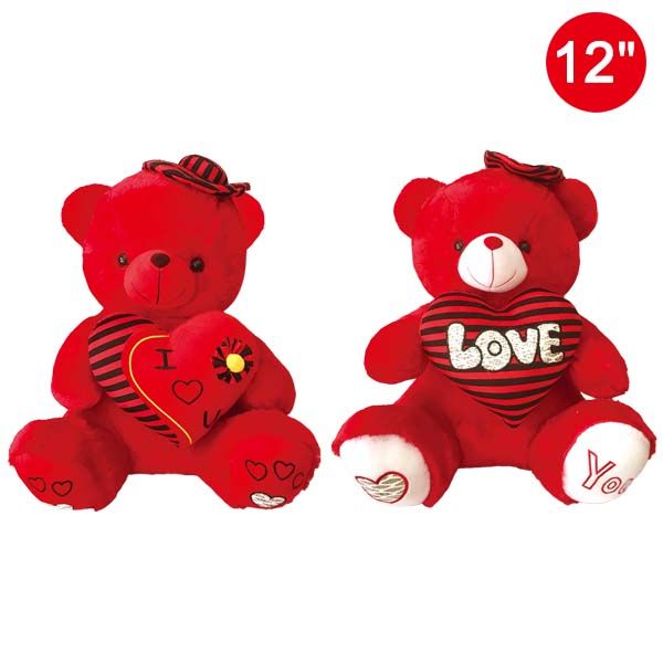 12 Pieces of Twelve Inch Red Bear With Heart