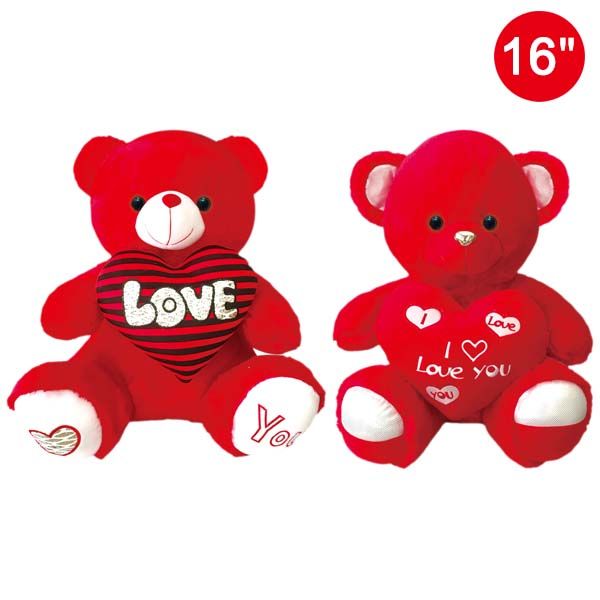 12 Pieces of Sixteen Inch Red Bear With Heart