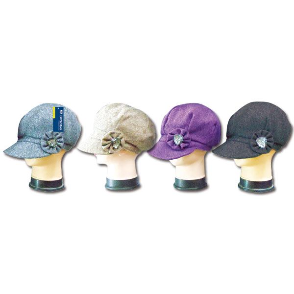 48 Pieces Ladies Solid Color Hat With Flower - Baseball Caps & Snap Backs