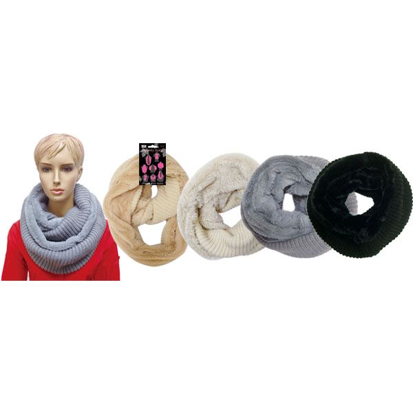 12 Pieces Lady's Infinity Scarf In Assorted Colors - Winter Scarves