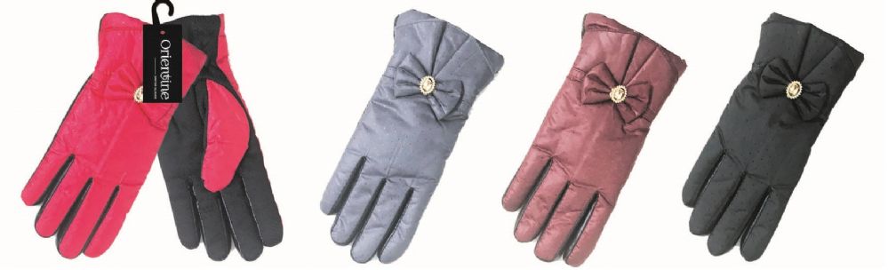 48 Pairs Lady's Gloves With Bow - Knitted Stretch Gloves