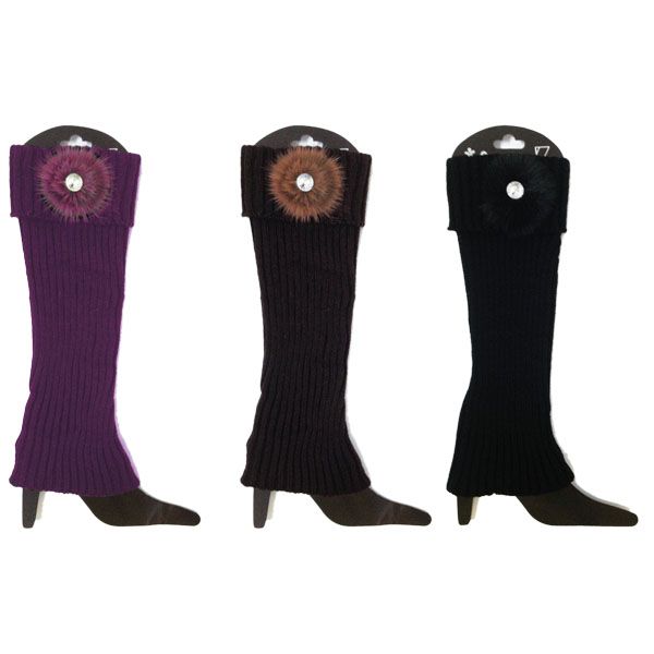 48 Wholesale Leg Warmers Assorted Colors With Flower