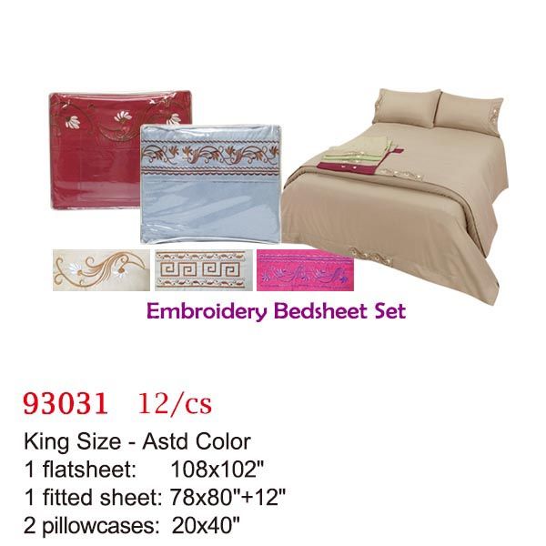 12 Pieces Embroidery Bed Sheet Set/king - Comforters & Bed Sets