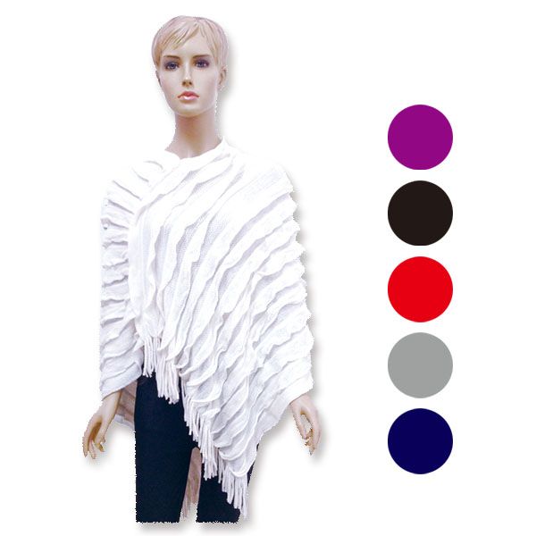12 Wholesale Women's Knit Cloak In Assorted Colors
