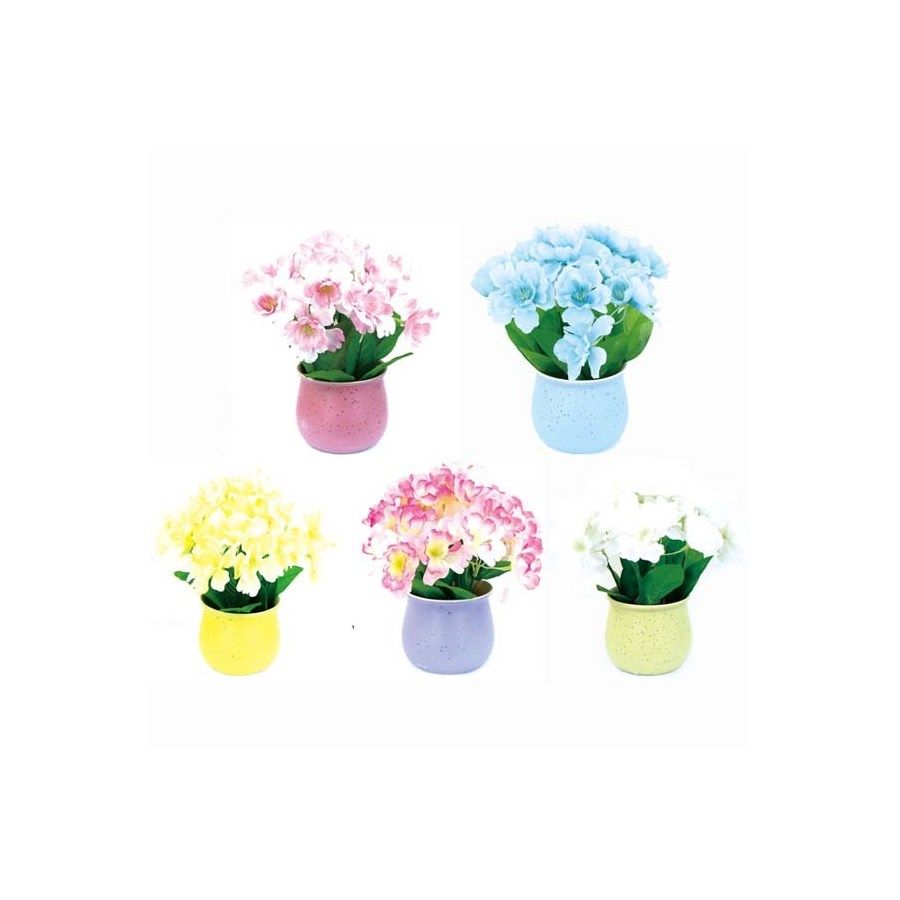 48 Pieces Potted Flower Assorted Color - Artificial Flowers