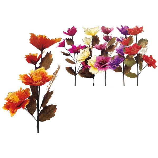 48 Pieces 45"/4 Heads Flower With Glitter - Artificial Flowers