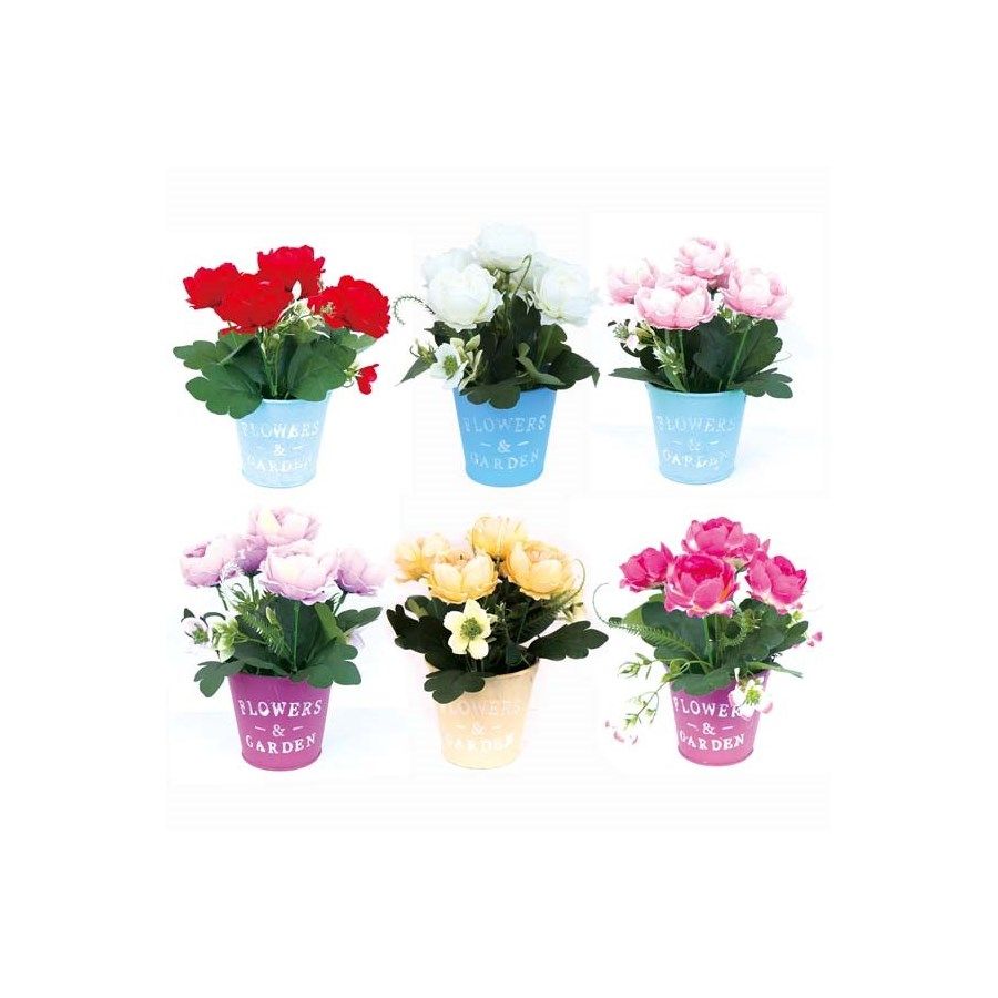 60 Pieces Potted Flower Assorted Color - Artificial Flowers