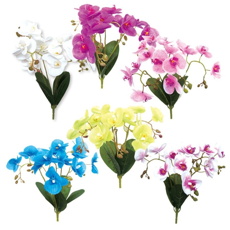 24 Pieces Fifteen Head Orchid Assorted Color - Artificial Flowers