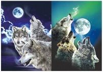 50 Pieces 3d Picture 9704--Three Howling Wolves With Moon - Wall Decor