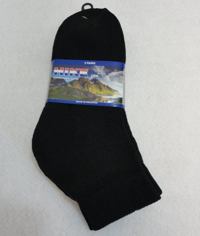 60 Pairs 3 Pair Black Ankle Socks 9-11 [hike] - Boys Ankle Sock