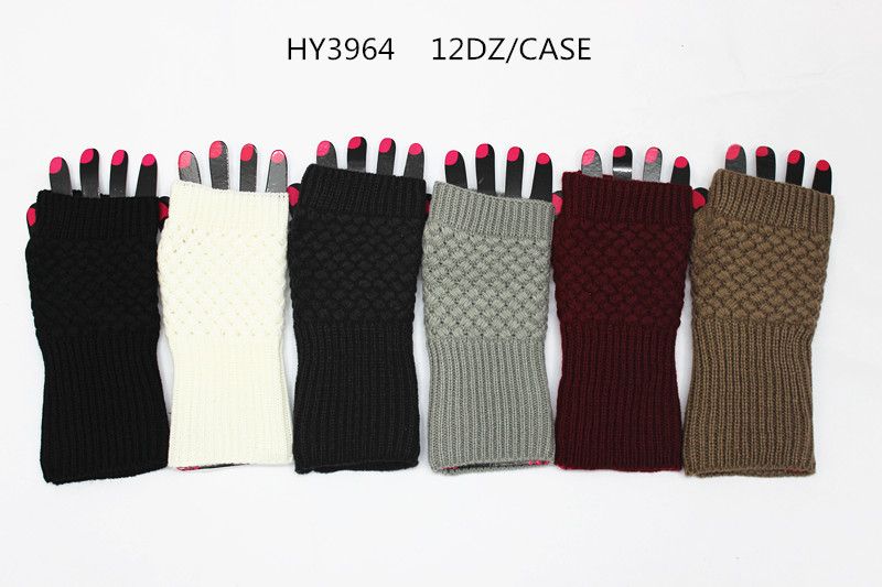 72 Pairs Ladies Winter Fingerless Gloves - Knitted Stretch Gloves
