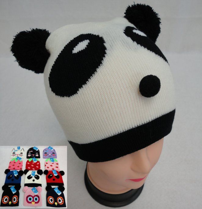 48 Pieces Kid's Animal Knit Hats Cat/strawberry/panda/owl - Junior / Kids Winter Hats
