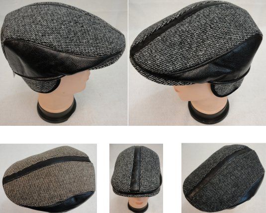 48 Pieces Warm Ivy Cap With Ear Flaps LeatheR-Like Strips - Fedoras, Driver Caps & Visor