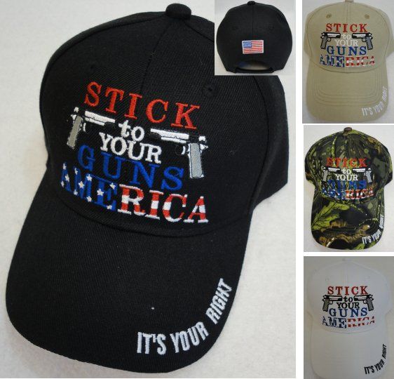 36 Pieces Stick To Your Guns America Ball Cap This Hat Comes In Assorted Colors - Baseball Caps & Snap Backs