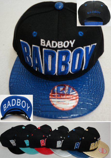 24 Pieces Snap Back Flat Bill Hat [bad Boy] Textured Bill - Baseball Caps & Snap Backs