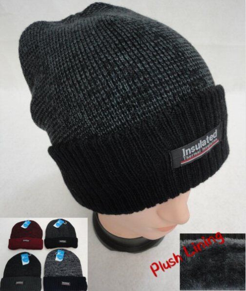 48 Pieces Insulated Knitted Winter Hat With Plush Lining - Winter Beanie Hats