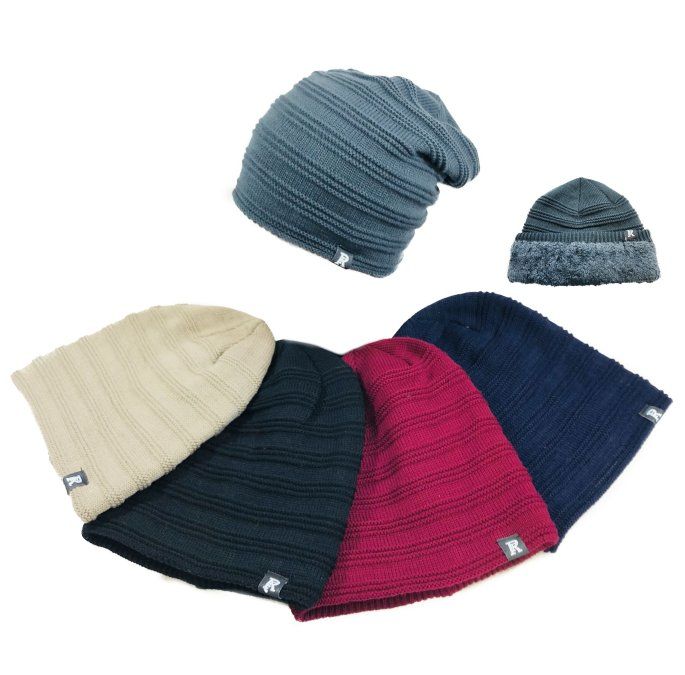 36 Pieces Insulated Knitted Slouch Beanie With Plush Lining - Fedoras, Driver Caps & Visor