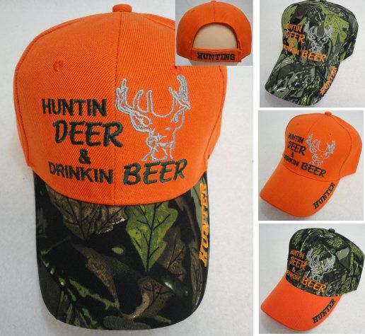 36 Pieces Huntin Deer And Drinkin Beer Hat - Baseball Caps & Snap Backs