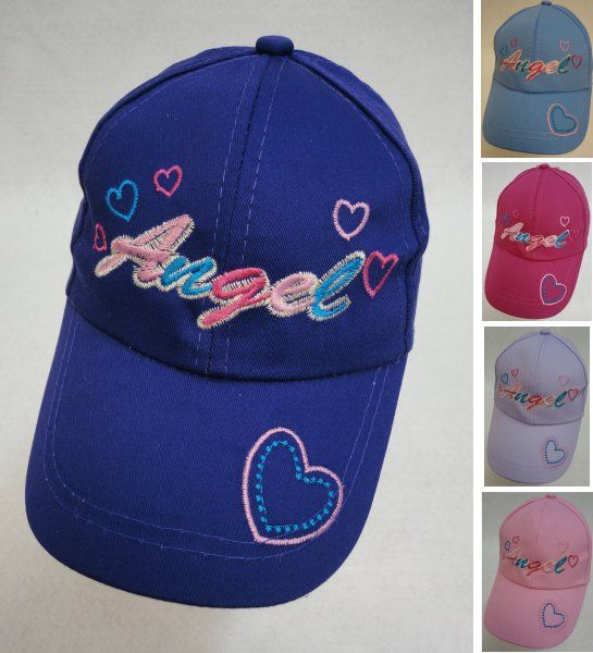 48 Pieces Girl's Embroidered Ball Cap [angel] - Baseball Caps & Snap Backs