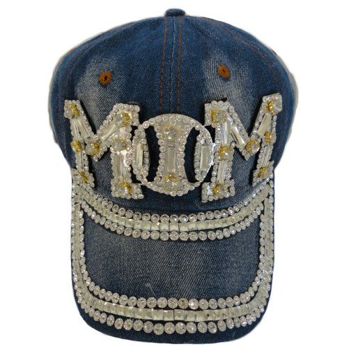 24 Pieces Denim Hat With Bling *silver [baseball Mom] - Baseball Caps & Snap Backs