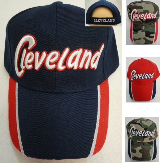 24 Pieces Cleveland Ball Cap [navy/red] - Baseball Caps & Snap Backs